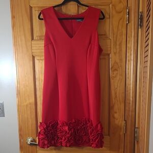 Donna Ricco Red Ruffle Hem Mini Dress